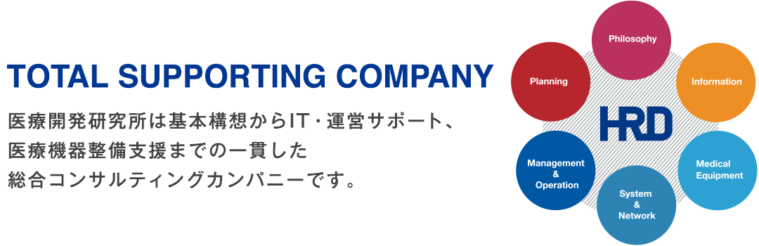 医療開発研究所は基本構想からIT・運営サポート、医療機器整備支援までの一貫した総合コンサルティングカンパニーです。